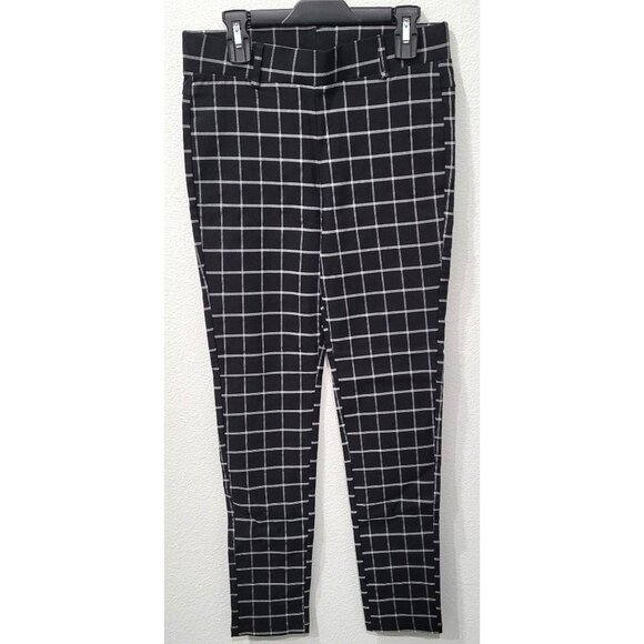 Womens Active USA Black & White Plaid Checkered Pull-on Pants Size M - Picture 1 of 13